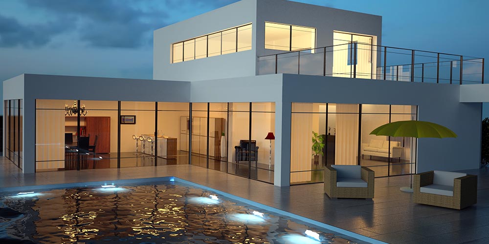 modern glass property design with swimming pool grand designs
